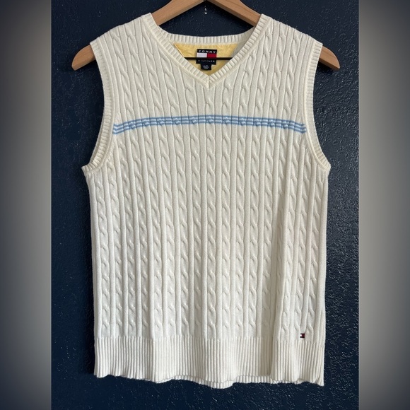 Tommy Hilfiger Jackets & Blazers - Vintage Tommy Hilfiger Cream Cable-Knit Vest